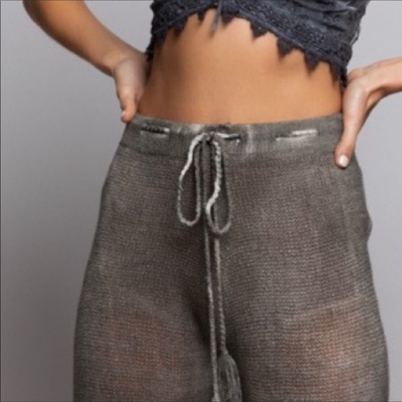 Boho Lightweight Mesh Scalloped Hem Lounge Pants - Picture 6 of 6